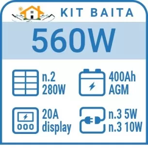 Kit baita solare 560W con 2 batterie 200Ah