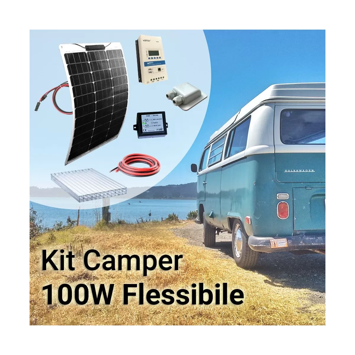 Kit Solare Camper 100W con pannello Monocristallino flessibile