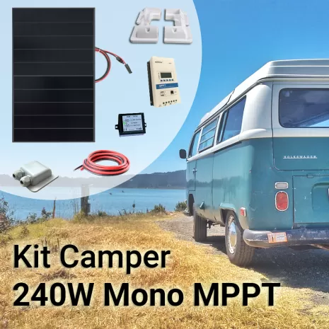 Kit Solare Camper 240W Poli Completo con MPPT