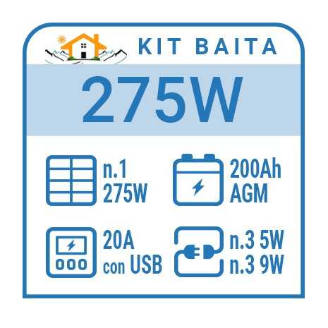 Kit solare a isola per impianti fotovoltaici isolati 280W